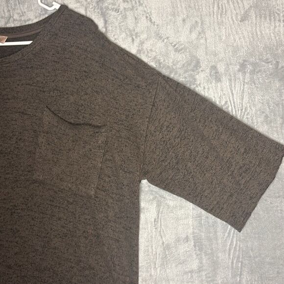 Philosophy Raw Hemmed Soft Heathered Brown Crew Short Sleeve Sweater Size XL - Picture 4 of 9